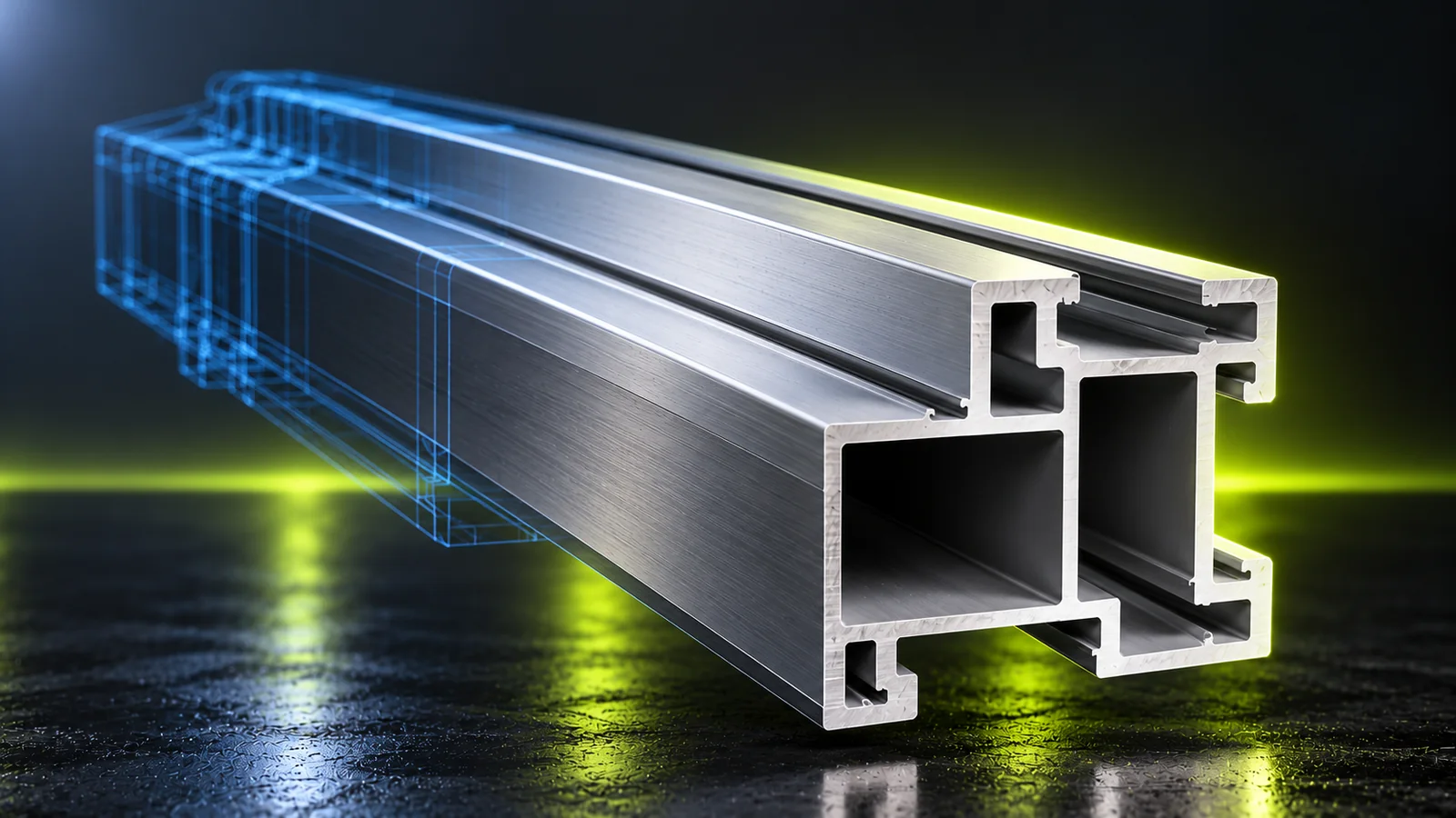 Aluminium extrusion profile turning from CAD wireframe into a machined part